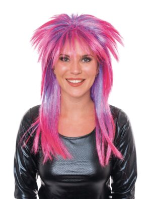 Kostümzubehör Perücke Punk stufig pink/lila