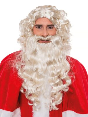 Kostümzubehör Perücke Weihnachtsmann mit Bart cremeweiß