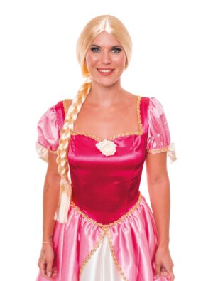Kostümzubehör Perücke mit langem geflochtenem Zopf blond