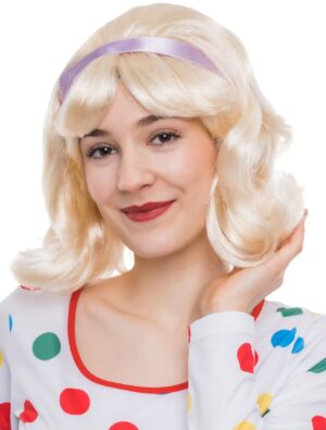 Kostümzubehör Perücke toupiert mit Haarband blond