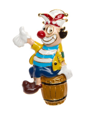 Kostümzubehör Pin Clown Paul auf Fass Farbe: bunt