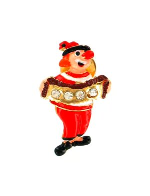 Kostümzubehör Pin Clown Ziehharmonika mit Strass bewegliche Beine Farbe: rot