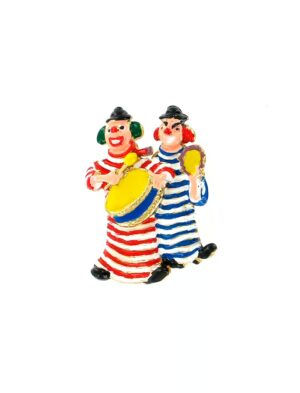 Kostümzubehör Pin Clowns mit Ringelshirts Farbe: bunt