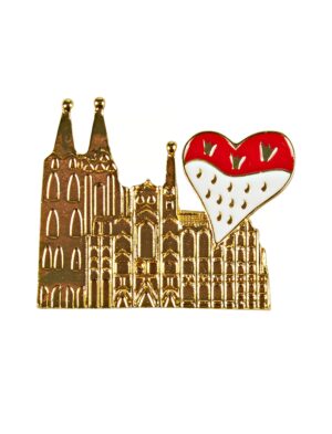 Kostümzubehör Pin Dom mit Köln Herz Farbe: gold