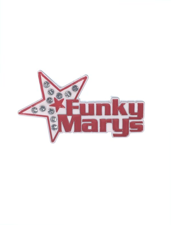 Kostümzubehör Pin Funky Marys Farbe: rot/weiß