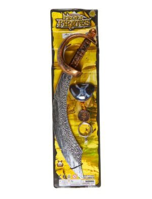 Kostümzubehör Piraten Set mit Krummsäbel 3-tlg. Farbe: gold/silber