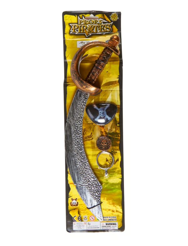 Kostümzubehör Piraten Set mit Krummsäbel 3-tlg. Farbe: gold/silber