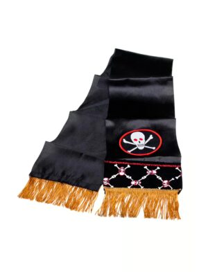 Kostümzubehör Piratengürtel Satin schwarz m. Totenkopf