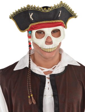Kostümzubehör Piratenhut schwarz/gold mit Maske