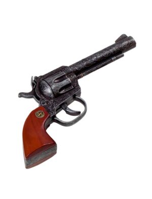 Kostümzubehör Pistole Sheriff antik mit Holzgriff 100-Schuss Farbe: braun