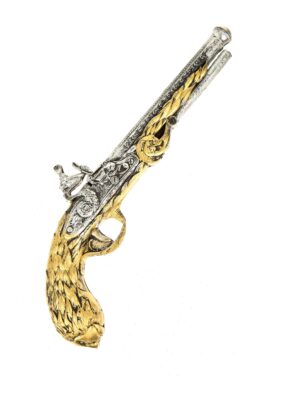 Kostümzubehör Pistole gebogen gold/silber