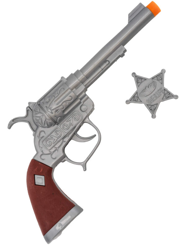 Kostümzubehör Pistole silber mit Sheriffstern