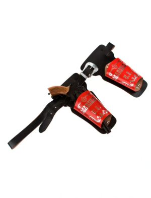 Kostümzubehör Pistolengürtel 2 Taschen schwarz/rot