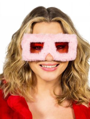 Kostümzubehör Plüschbrille eckig rosa