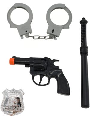 Kostümzubehör Polizei Set 4 tlg. schwarz/grau