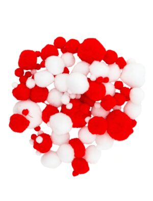 Kostümzubehör Pompons 200 Stk. Damen rot/weiß