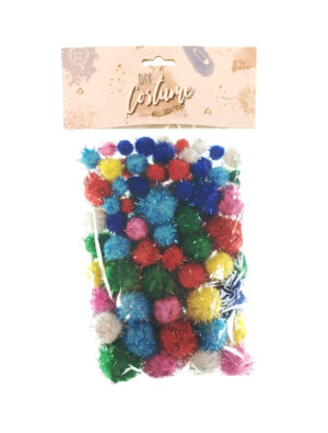 Kostümzubehör Pompons Glitzer bunt 100 Stk. Farbe: mehrfarbig