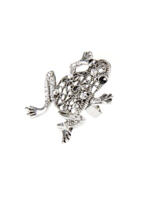 Kostümzubehör Ring Frosch silber