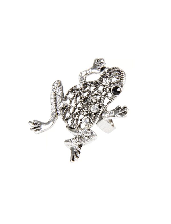 Kostümzubehör Ring Frosch silber