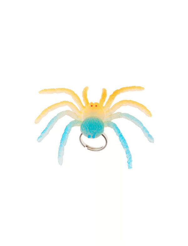 Kostümzubehör Ring Leuchtspinne blau/gelb