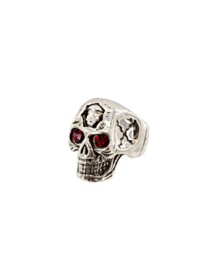 Kostümzubehör Ring Schädel mit roten Augen