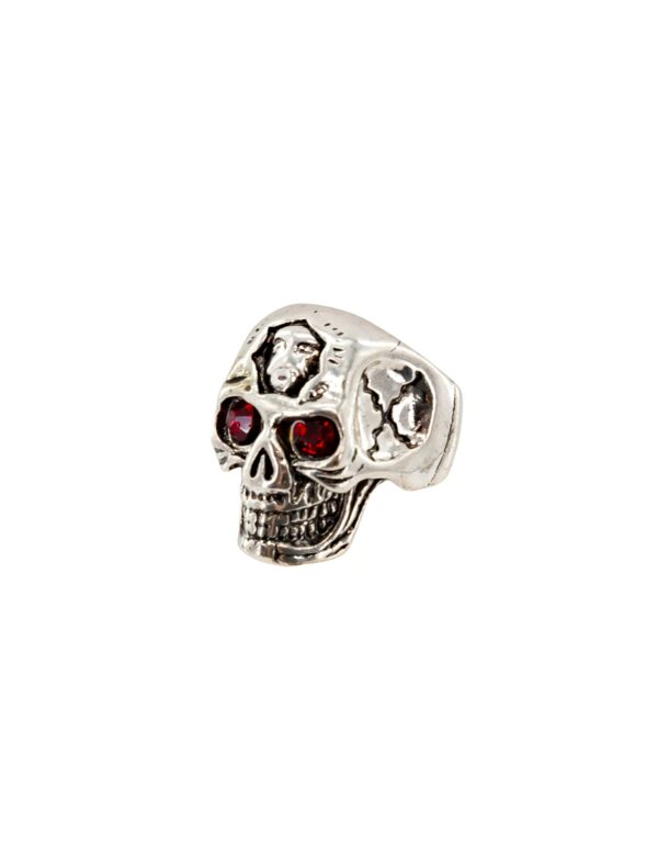 Kostümzubehör Ring Schädel mit roten Augen