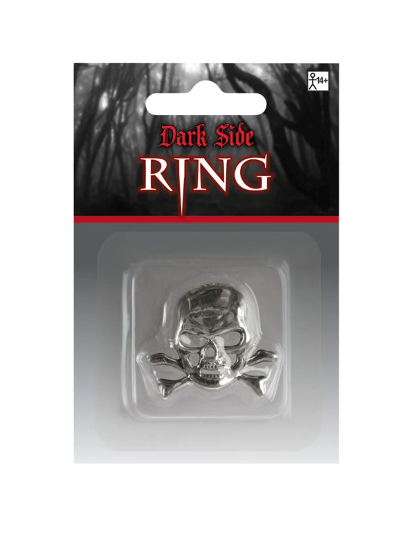 Kostümzubehör Ring Totenkopf silber
