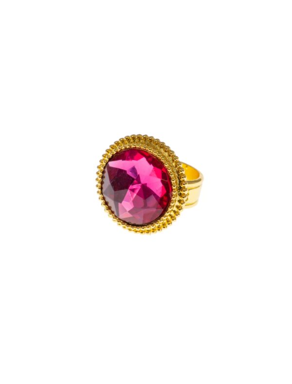 Kostümzubehör Ring gold rund mit rotem Stein