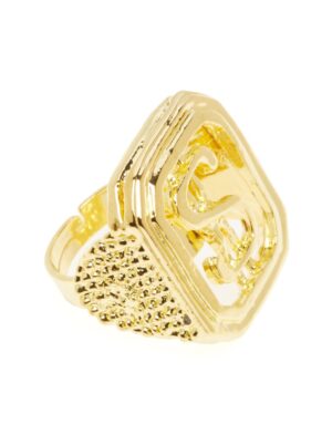 Kostümzubehör Ring mit Dollar-Zeichen eckig gold