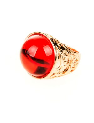 Kostümzubehör Ring mit Stein rot