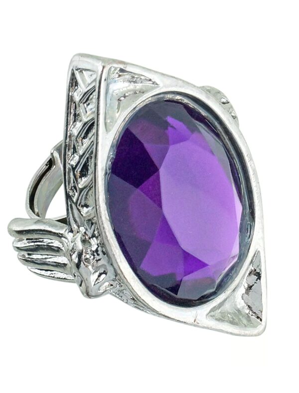 Kostümzubehör Ring mit Stein silber/lila