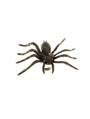 Kostümzubehör Ring mit großer Spinne schwarz