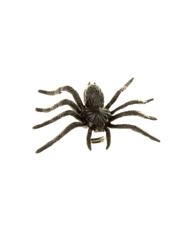 Kostümzubehör Ring mit großer Spinne schwarz