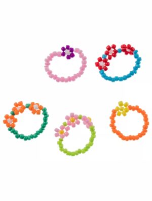 Kostümzubehör Ringe Blumen bunt Farbe: bunt