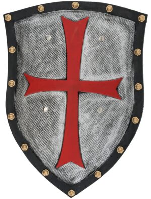 Kostümzubehör Ritterschild mit Kreuz rot/grau