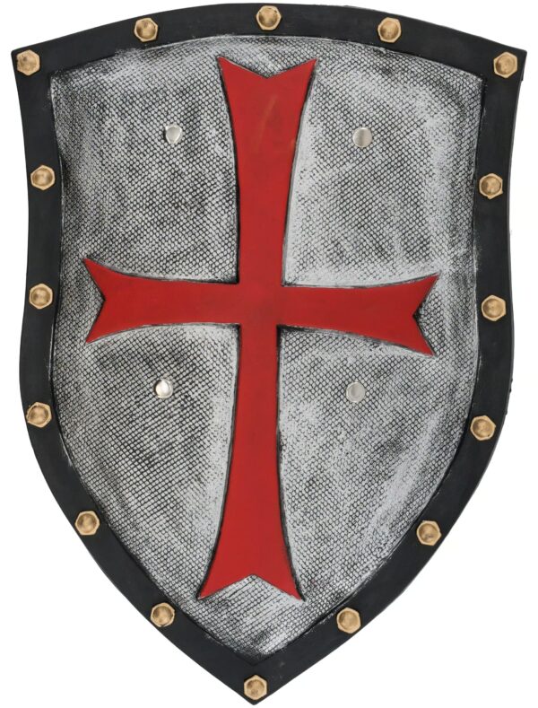 Kostümzubehör Ritterschild mit Kreuz rot/grau