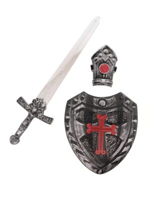 Kostümzubehör Ritterset Schwert mit Schild und Armmanschette schwarz