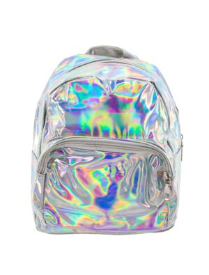 Kostümzubehör Rucksack metallic silber