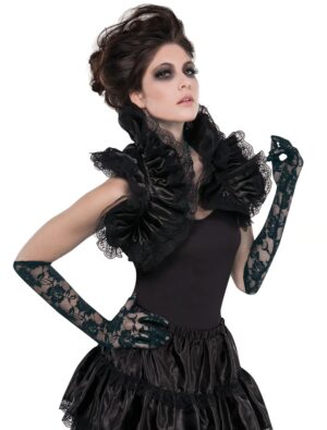 Kostümzubehör Rüschenschal Gothic zum Binden Farbe: schwarz