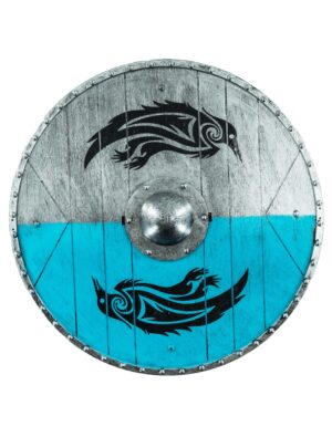 Kostümzubehör Schild 40cm silber/blau