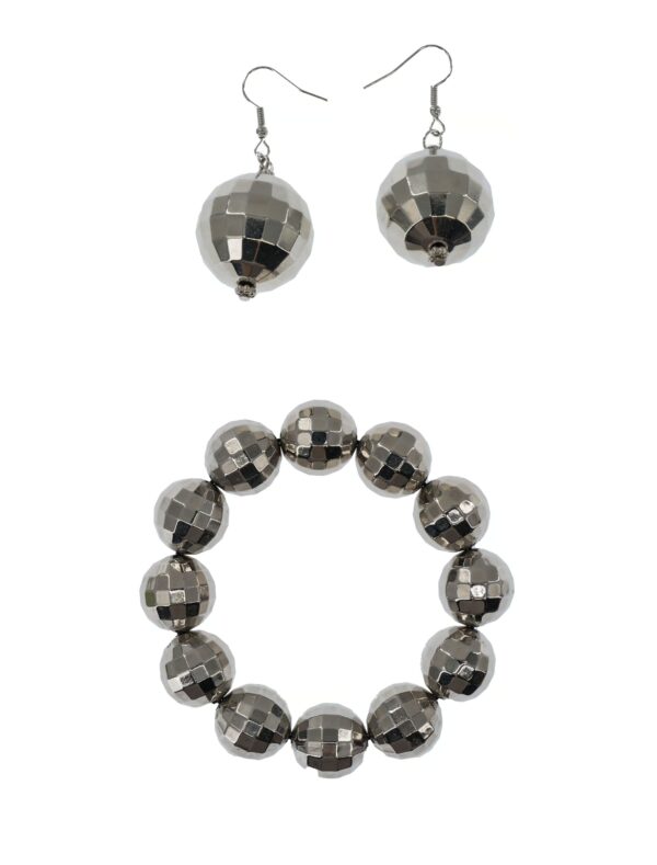 Kostümzubehör Schmuckset Discokugel 2tlg.  silber one size