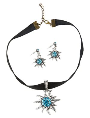 Kostümzubehör Schmuckset Edelweiß Kette & Ohrringe