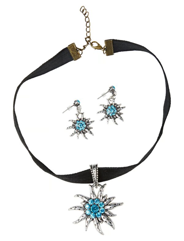 Kostümzubehör Schmuckset Edelweiß Kette & Ohrringe