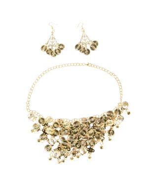 Kostümzubehör Schmuckset Goldmünzen 2-tlg.