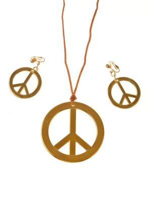 Kostümzubehör Schmuckset Peace 2-tlg. gold