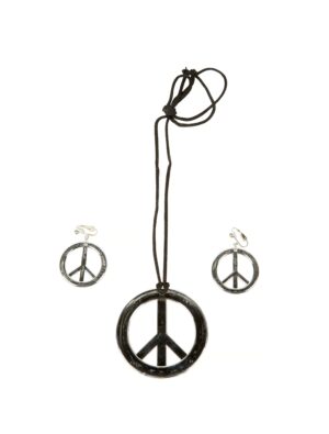 Kostümzubehör Schmuckset Peace 2-tlg. silber