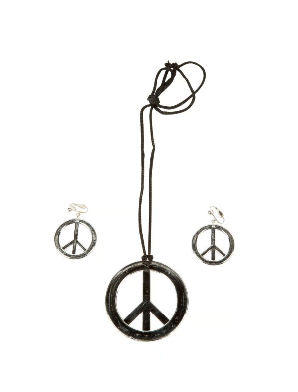 Kostümzubehör Schmuckset Peace 2-tlg. silber