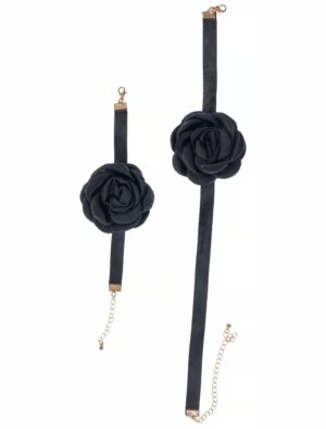 Kostümzubehör Schmuckset Rose 2-tlg. schwarz