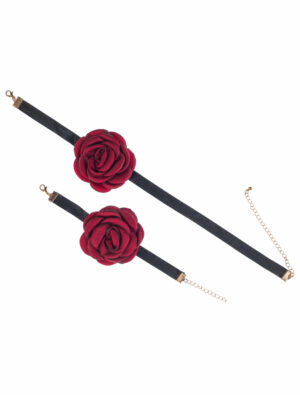 Kostümzubehör Schmuckset Rose 2-tlg. schwarz/rot