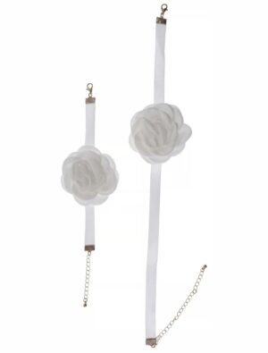 Kostümzubehör Schmuckset Rose 2-tlg. weiß